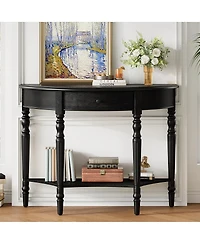 Streamdale Furniture Farmhouse Half Moon Console Table with Drawer And Shelf