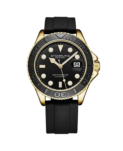 Stuhrling Depth master 4072 Men's Quartz Diver Watch, Silicone Strap, Date, Water Resistant