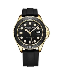 Stuhrling Depth master 4072 Men's Quartz Diver Watch, Silicone Strap, Date, Water Resistant