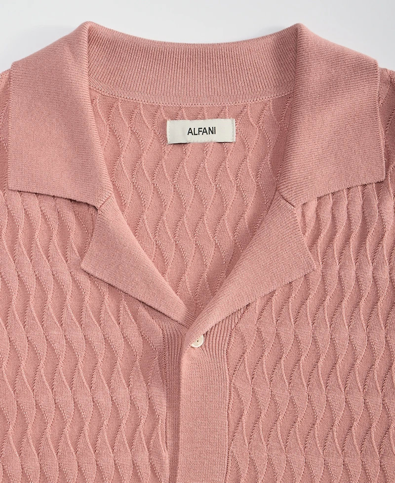 Alfani Men's Short-Sleeve Textured Button Down Sweater, Macy's Exclusive