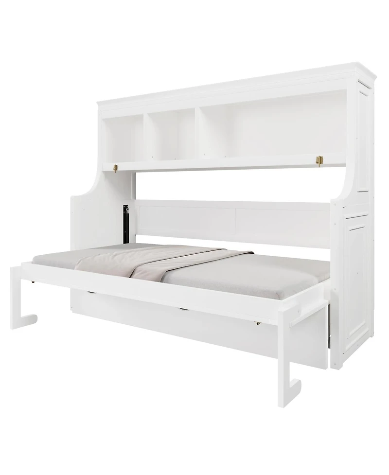 Streamdale Furniture Twin Size Murphy Bed with Desk and Storage Shelves