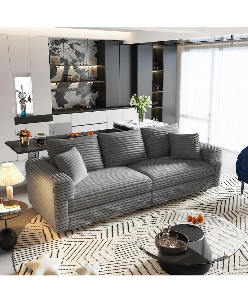 Streamdale Furniture 82.7" Plush Corduroy 3-Seat Sofa, Modern Comfy Upholstered Cloud Couch
