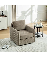 Streamdale Furniture 360° Swivel Armchair with Storage and Tufted Armrests