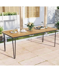 Gymax 79'' Outdoor Dining Table 8-Person Table w/ 1.9'' Umbrella Hole Patio