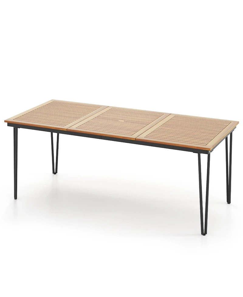 Gymax 79'' Outdoor Dining Table 8-Person Table w/ 1.9'' Umbrella Hole Patio