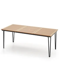 Gymax 79'' Outdoor Dining Table 8-Person Table w/ 1.9'' Umbrella Hole Patio