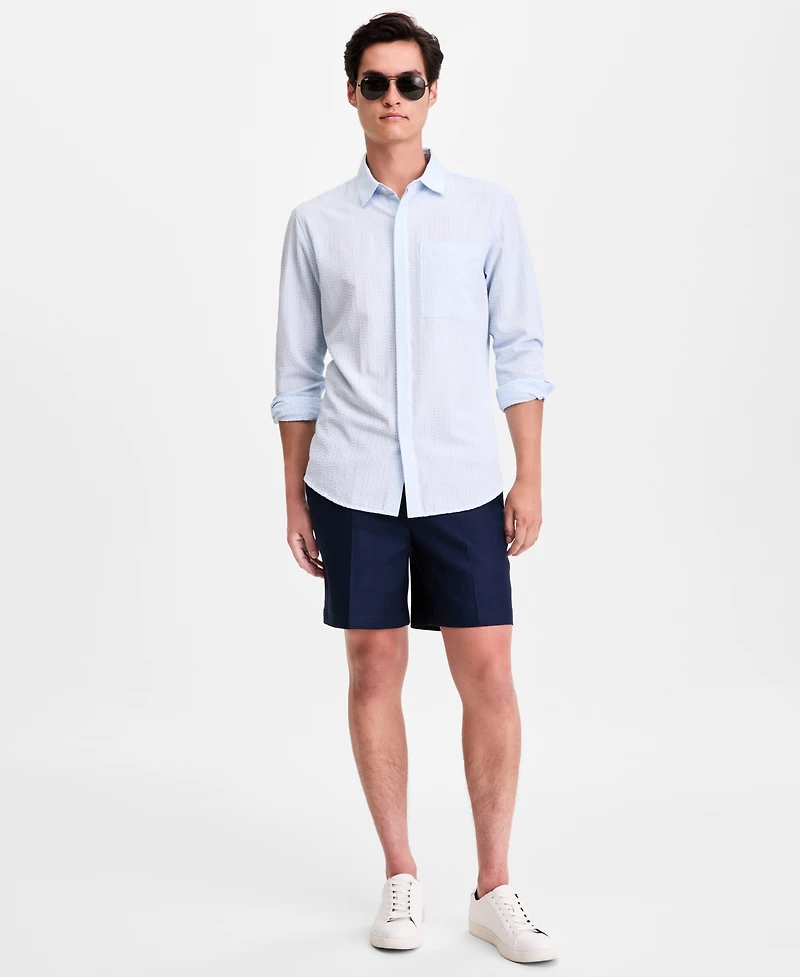 Alfani Men's Long-Sleeve Puckered Stripe One Pocket Shirt, Macy's Exclusive