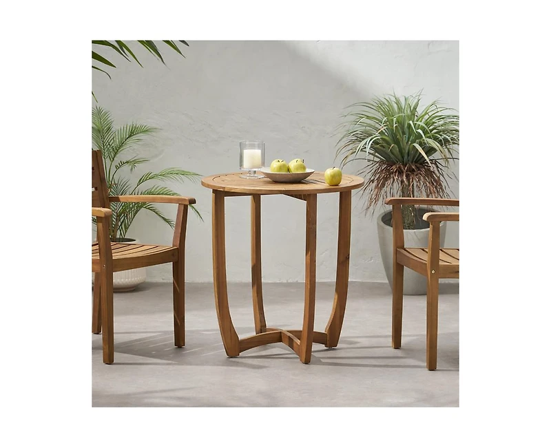 sumyeg Outdoor Round Acacia Wood Accent Table