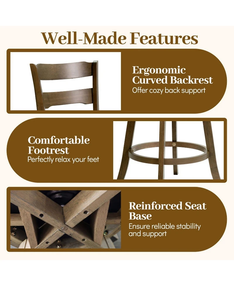 Gouun 30.5 in Swivel Bar Height Stools Set of 2