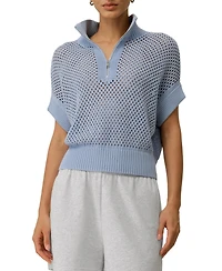 Lilysilk Women's Toscana Pointelle Knit Half-Zip Sweater