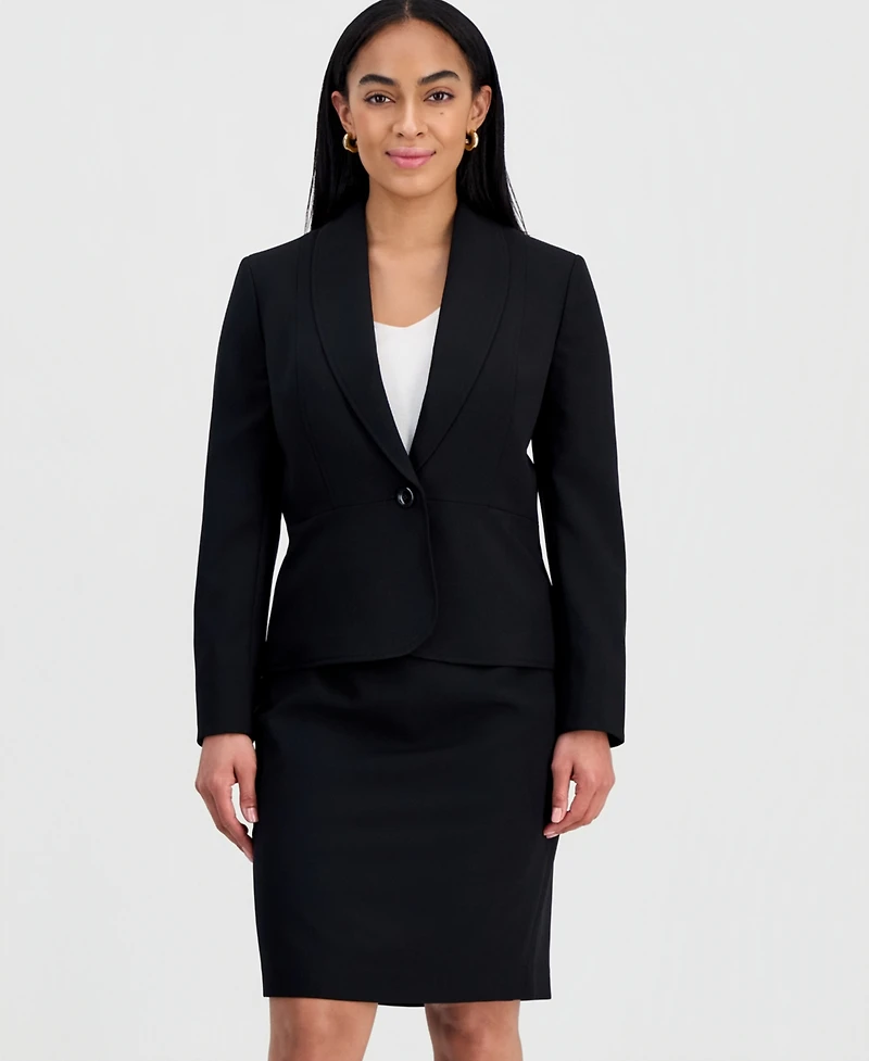 Le Suit Women's Shawl-Collar Peplum Jacket & Yoked Slim Skirt