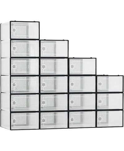 homfan 18 Pack Clear Shoe Storage Boxes with Front Doors