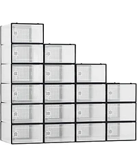 homfan 18 Pack Clear Shoe Storage Boxes with Front Doors