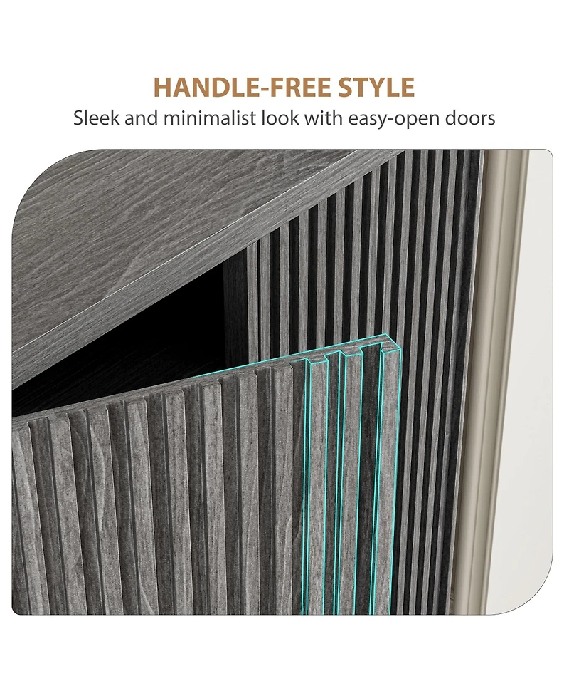 homfan 5 Tier Shoe Cabinet with Fluted Door, 13.7 x 31.6 x 41.5 in