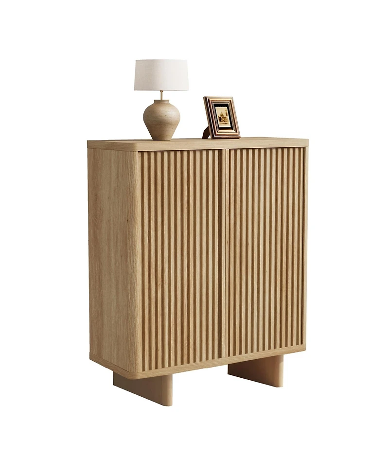 homfan 5 Tier Shoe Cabinet with Fluted Door, 13.7 x 31.6 41.5