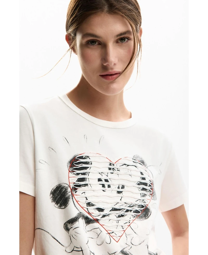Desigual Women's Mickey and minnie Mouse heart t-shirt
