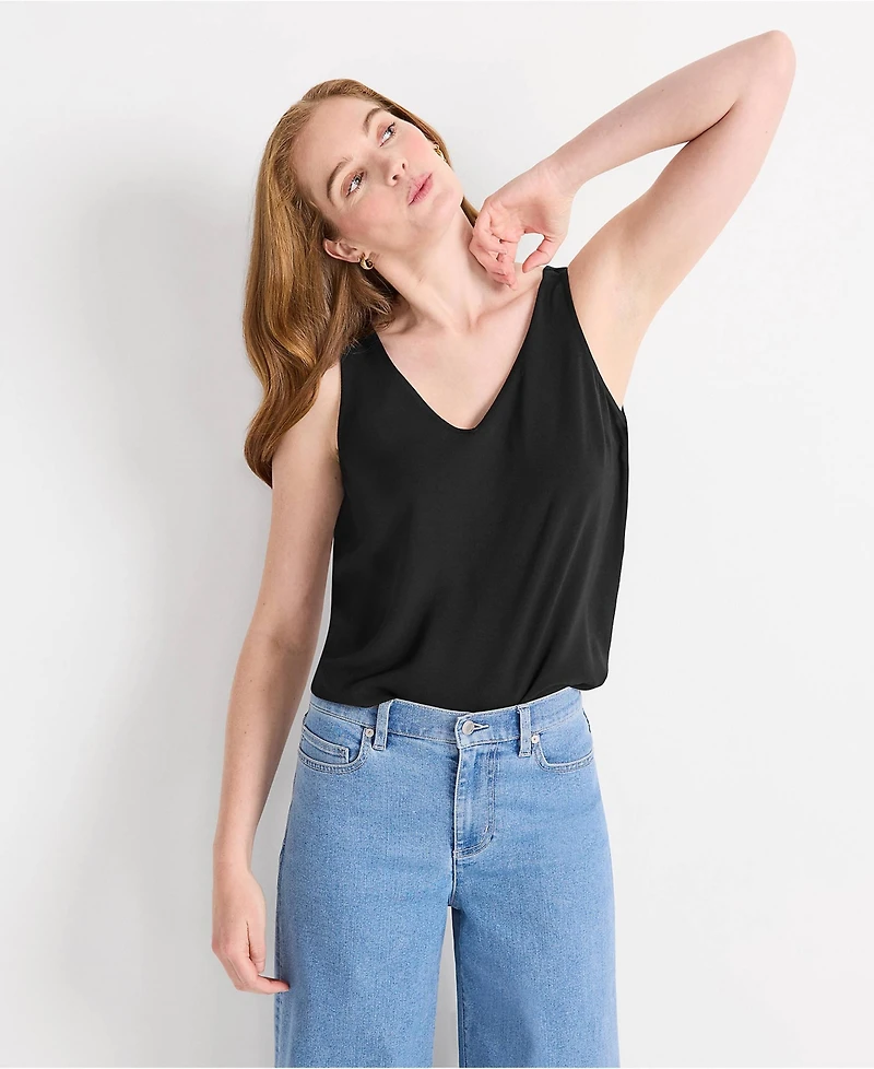 Lands' End Women's Creaseless Vneck Sleeveless Top