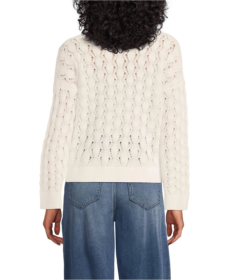 Lands' End Women's Drifter Tie Notch Neck Sweater