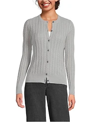 Lands' End Women's Cotton Pointelle Modern Cardigan Sweater