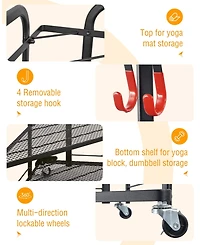 Mythinglogic Triangle Yoga Mat Storage Cart with Wheels for Home Gym Equipment