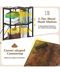 Sugift Corner Printer Stand with Power Outlet and Adjustable Shelf