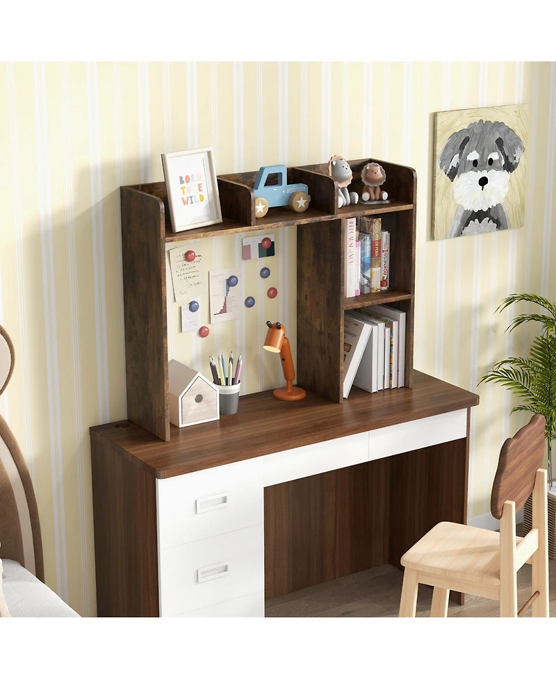 Sugift Three Tier Desk Bookshelf with Open Shelves for Home Office