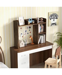 Sugift Three Tier Desk Bookshelf with Open Shelves for Home Office