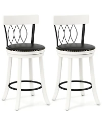 Gouun 26 in Swivel Upholstered Faux Leather Counter Height Bar Stools Set of 2 and Tufted Back