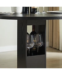 sumyeg 3-Piece Bar Table Set with 31.5-Inch Round and 2 Stools Metal Footrest Ring