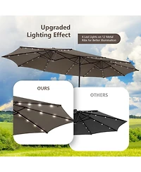 Sugift 15 ft Double Sided Patio Umbrella with Solar Led Lights