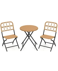 Sugift 3 Piece Folding Patio Bistro Set with Round Table and Chairs