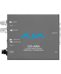 Aja 12G-ama 12G-sdi 4-Channel Analog Balanced Audio Embedder/Disembedder Mini-Converter with Fiber Options