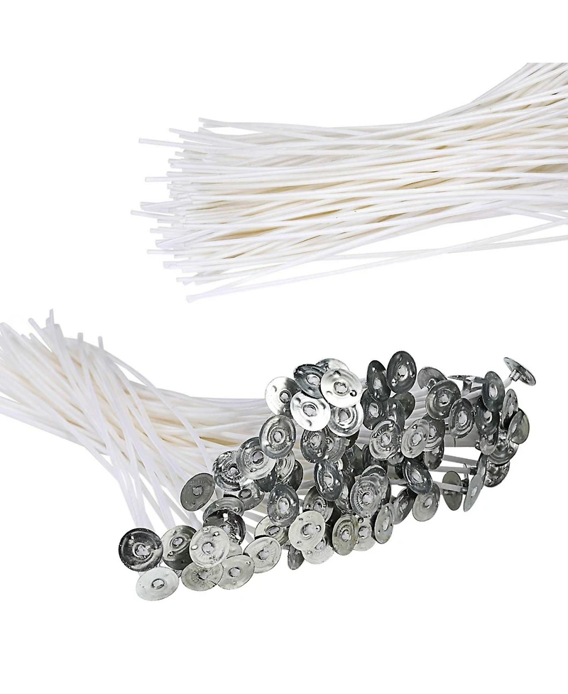 Gnuadz Pre Waxed Cotton Candle Wicks With Metal Sustainer Tabs For Pillar Making Diy 3.5in 6in 8in 300pcs