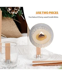 Gnuadz 100 Cherry Wood Candle Wicks With Stand Glue Dot Warning Label For Diy Making