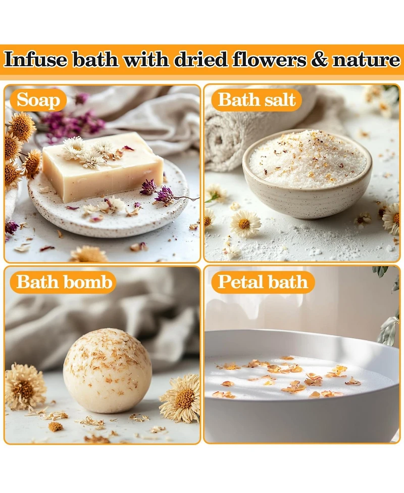 Gnuadz Dried Herbs Kit Botanicals Bulk 14 Bags Dry Flowers Soap Candle Perfume Bath Bombs Making Supplies Fragrance Sachet Diy