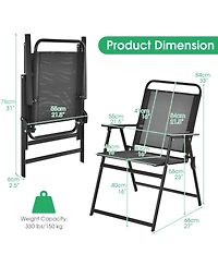 Gymax Set of Heavy-Duty Metal Folding Chairs Frame Armrests Portable Patio