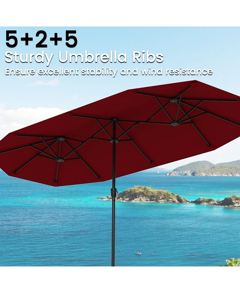 Sugift 13 ft Double Sided Patio Market Umbrella with Crank Handle