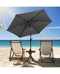 Sugift 7.5 ft Solar Powered Patio Umbrella with Led Lights and Crank