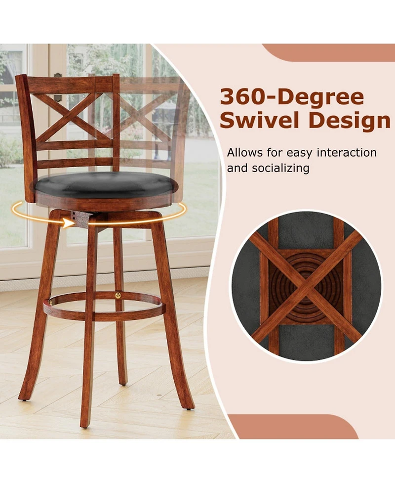 Gouun 29 in Swivel Bar Height Stools Set of 2