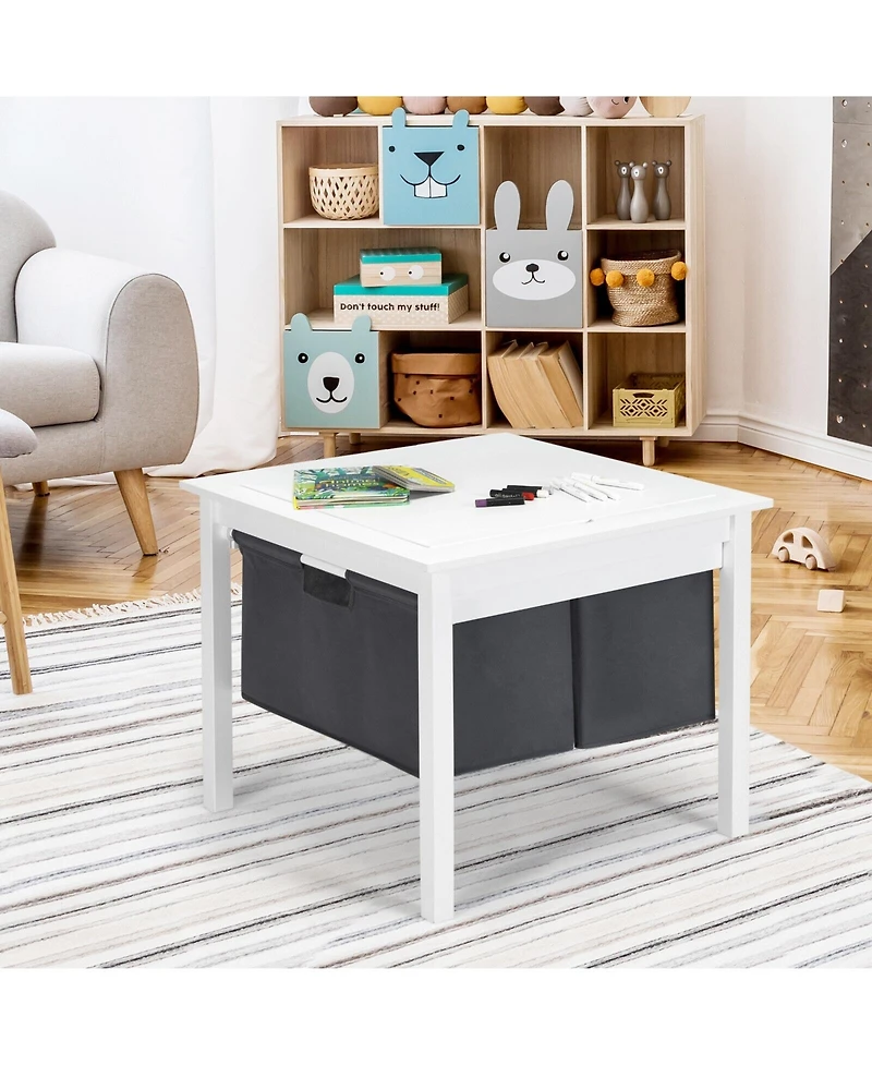 Sugift 2-in-1 Kids Double-sided Activity Building Block Table with Drawers