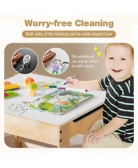 Sugift 3 in 1 Kids Table and Chair Set with Removable Tabletop and 2 Storage Drawers