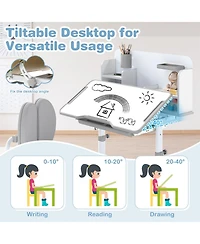 Sugift Kid's Study Desk and with Tilt Desktop and Pen Holder