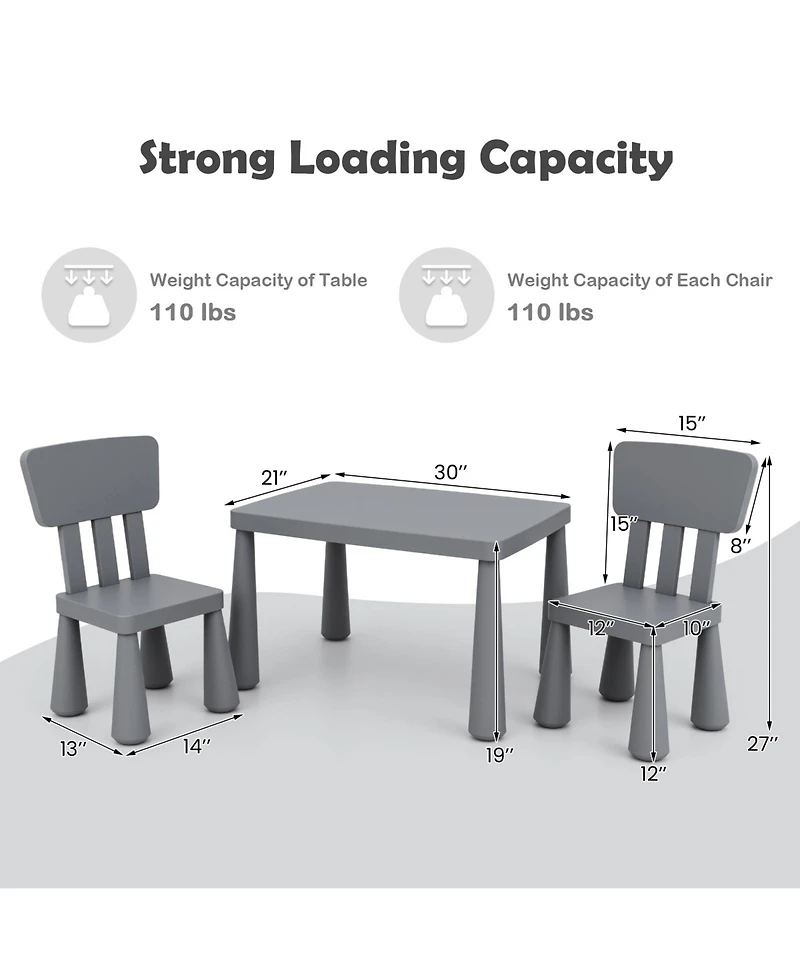 Sugift 3 Pieces Multifunction Activity Kids Play Table and Chair Set