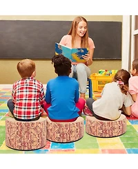 Sugift 3-Piece Tree Stump Stool Set with Wood Printing Nature Decoration