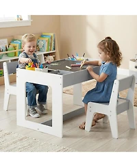 Sugift Multifunctional Kids Table and 2 Chairs Set with Chalkboard