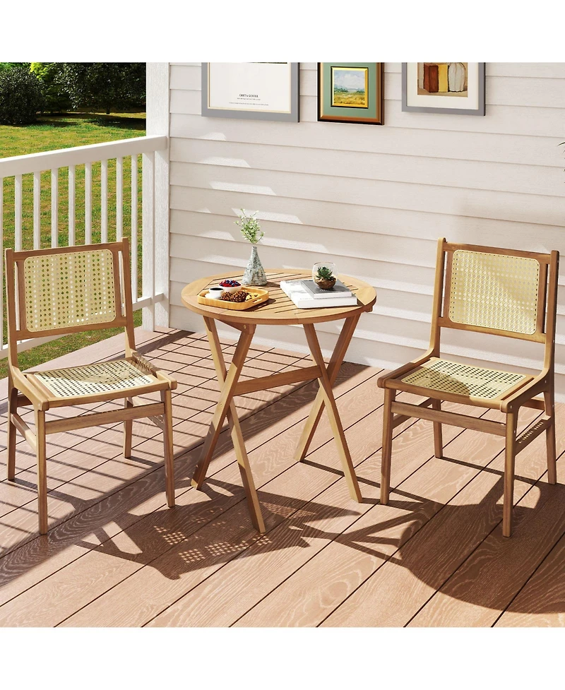 sumyeg Outdoor Side Table with Slatted Top and X-Shaped Frame