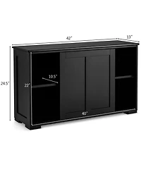 Sugift Kitchen Storage Cabinet with Sliding Door and Shelves