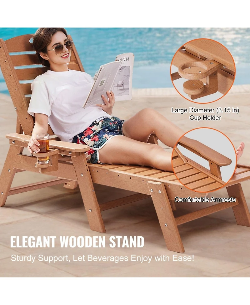 Sugift Outdoor Chaise Lounge Chair 400 lbs Capacity 6-Position Adjustable Hdpe