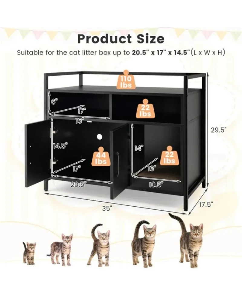 Zeus & Ruta Modern Cat Washroom with Double Doors and Scratch Board