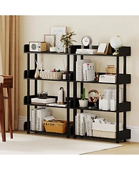 Slickblue 4 Tier Open Bookcase Industrial Shelf with Anti Tip Hardware
